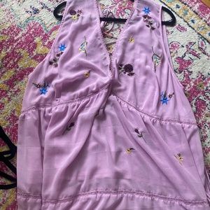 ASOS Curve Sheer Embroidered Top